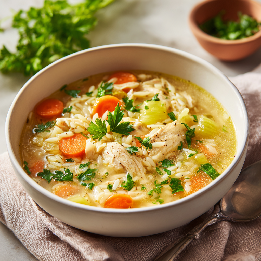 u3929625643 Bright lemon chicken orzo soup in white bowl tend 746d6b1c 1feb 4f96 a2fb 82232b4b4250 1