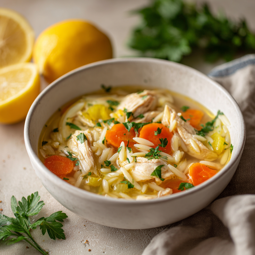 u3929625643 Bright lemon chicken orzo soup in white bowl tend 746d6b1c 1feb 4f96 a2fb 82232b4b4250 3