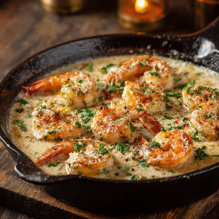 Creamy Garlic Shrimp (15 mins) 23 u3929625643 Close up of creamy garlic shrimp in skillet with 3d90ac97 5705 4eeb ba25 250fc030e651 3