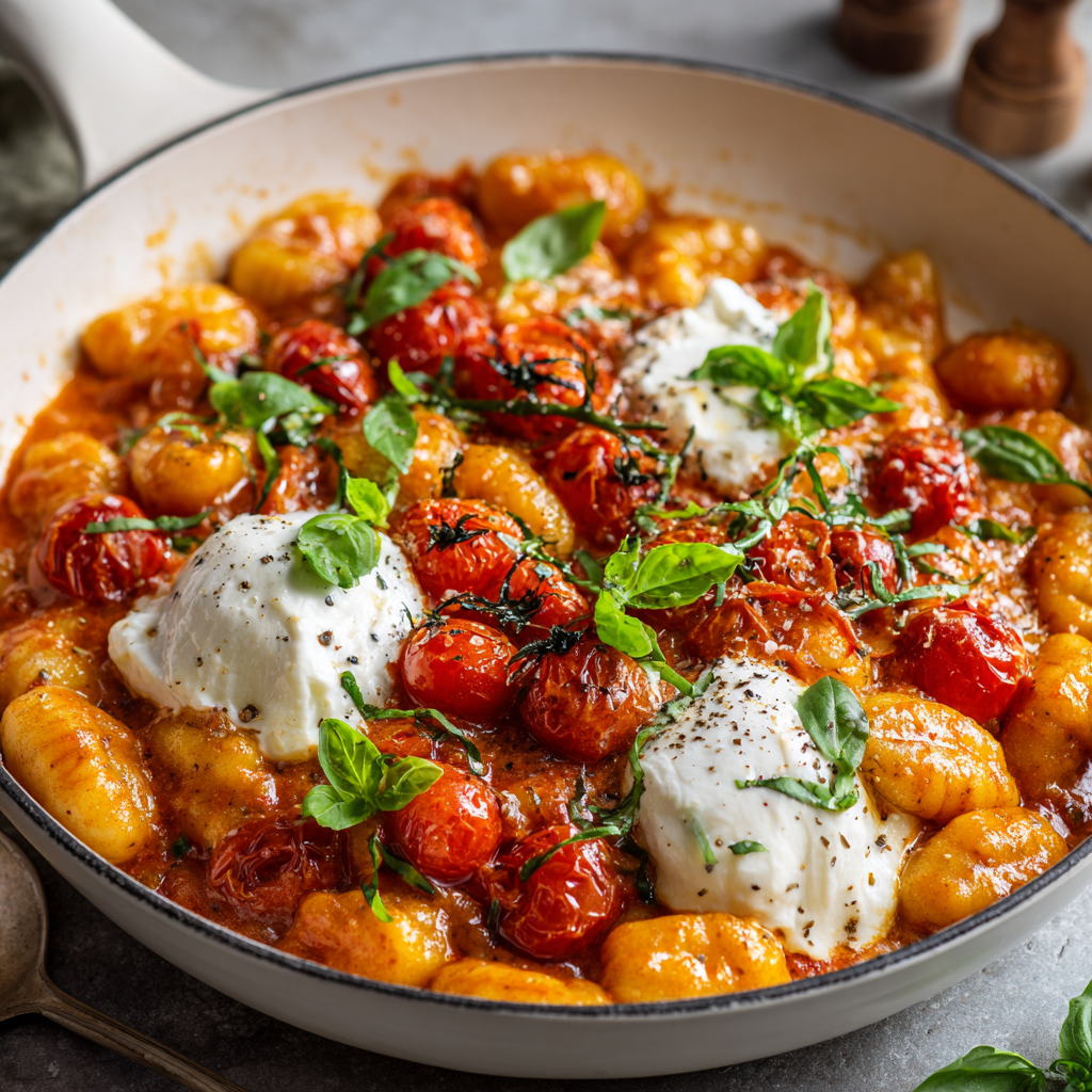 30 Minute Creamy Tomato Gnocchi with Burrata 3 u3929625643 Creamy tomato gnocchi in white skillet topped wit 868fc970 9f84 4d95 9279 7245be6dcd63 1