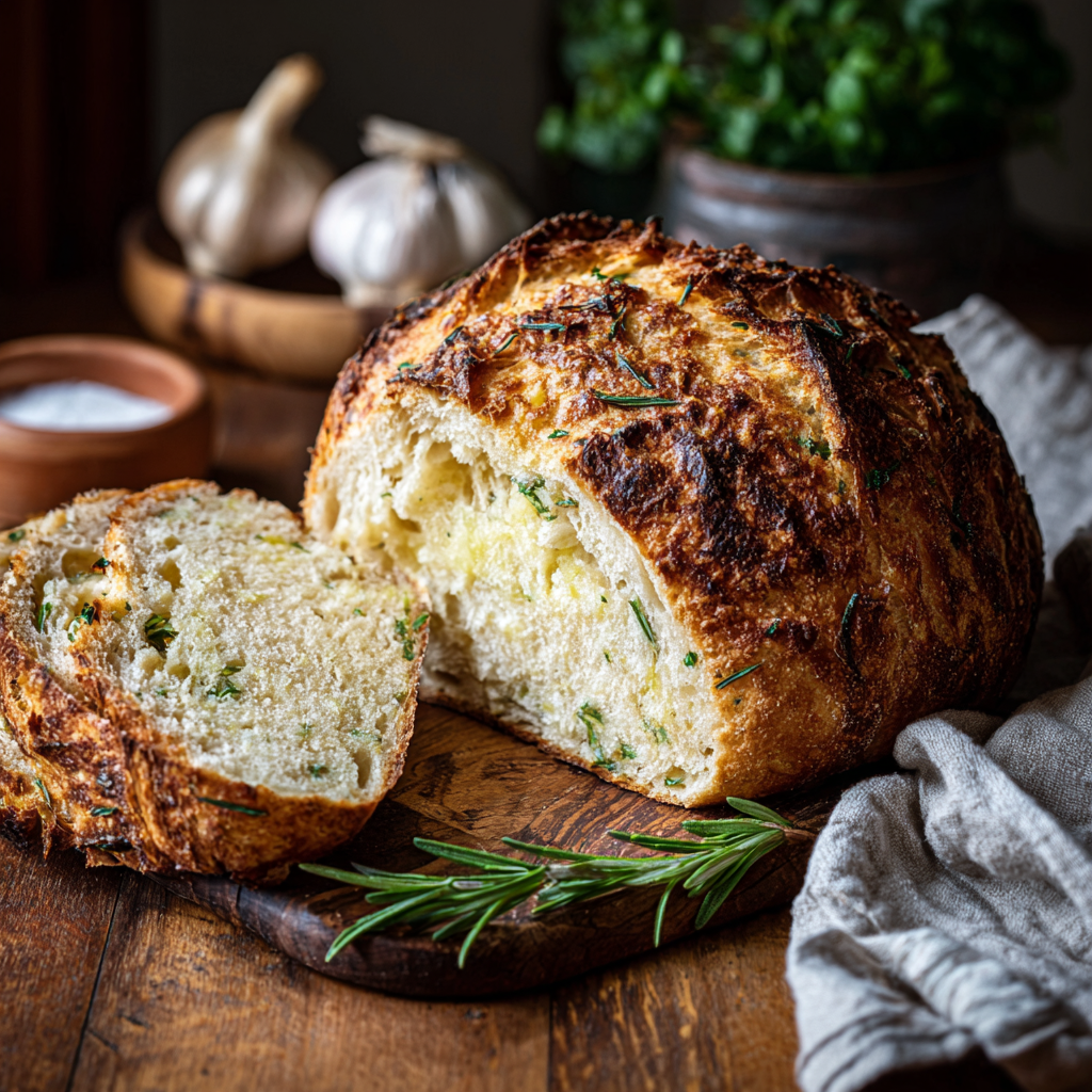 Garlic Herb Dutch Oven Bread Recipe – Bakery-Style No Knead Perfection 1 u3929625643 Garlic Herb Dutch Oven Bread loaf golden cracklin 406c890f 8a15 4f12 a422 314122a22f1c 2