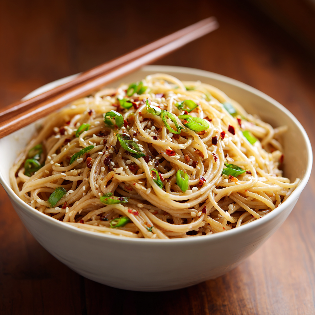 u3929625643 Garlic Sesame Noodles in a white bowl with chopst e5ff283f 80a4 4c01 97ff 77c2245998a0 1