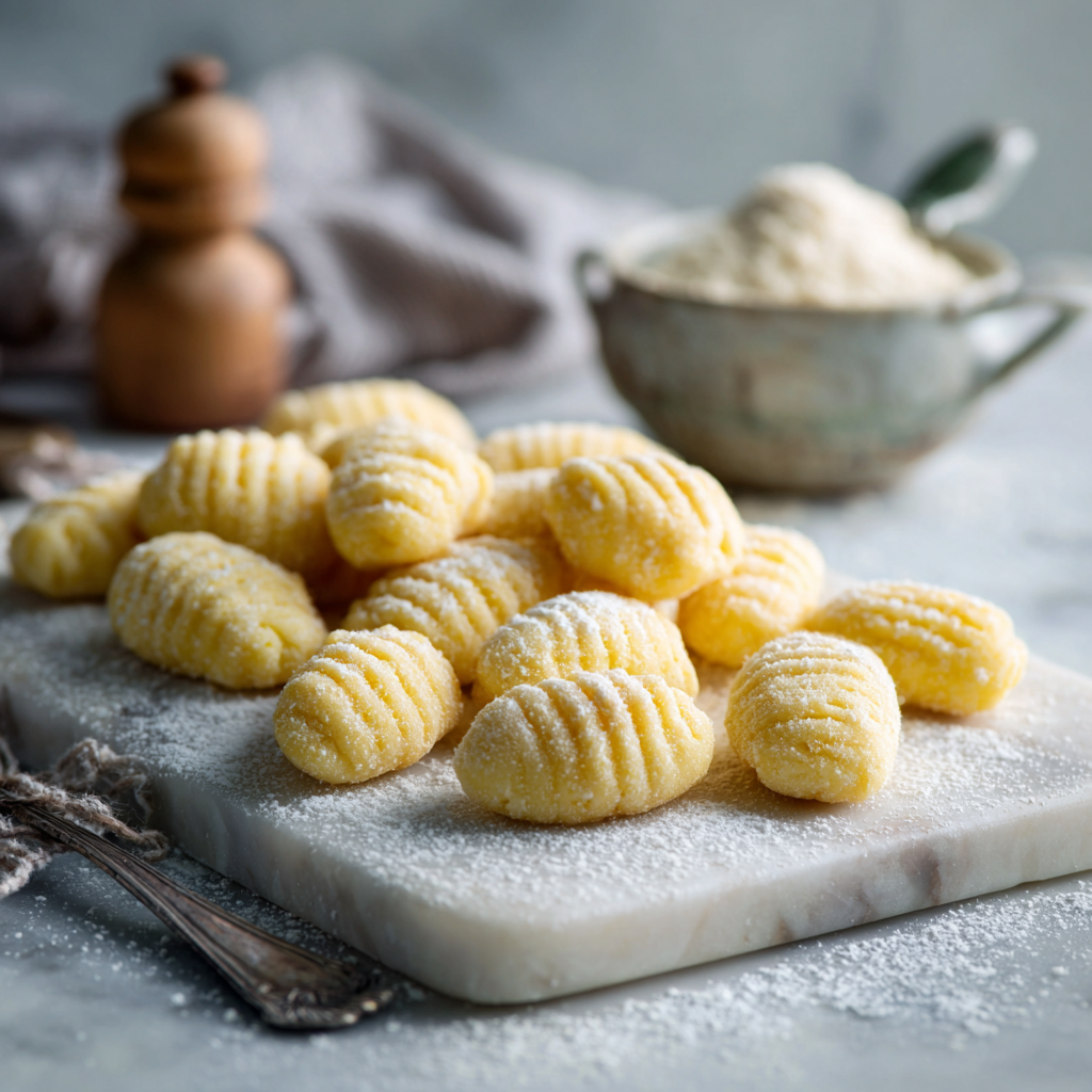 u3929625643 Homemade Potato Gnocchi on a marble board dusted d5d156e3 31ea 4c2a 8f57 97324dc75fc2 2