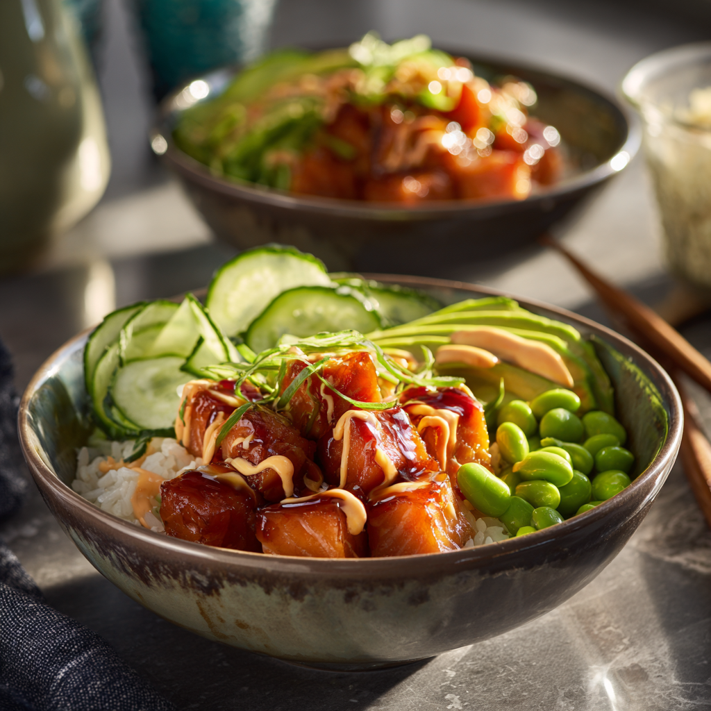 u3929625643 Honey Sriracha Salmon Bowls with glossy glazed sa aedd0ba8 1a4d 4719 8844 d1ed5a196d83 1