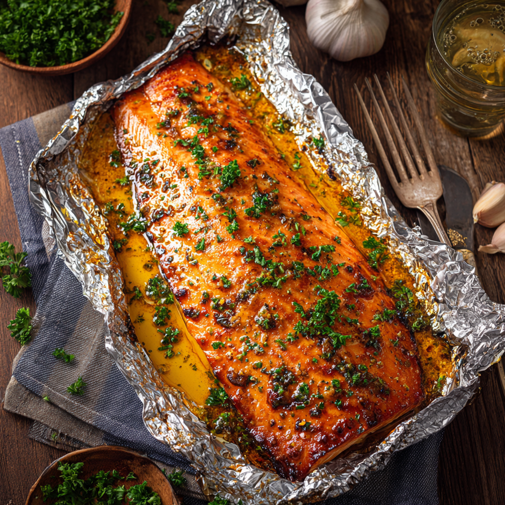 Oven Baked Salmon – The Best Garlic Butter Brown Sugar Salmon 3 u3929625643 Oven Baked Salmon whole fillet on foil lined baki f78e5516 7c43 438a aefd c86af7c5319e 2