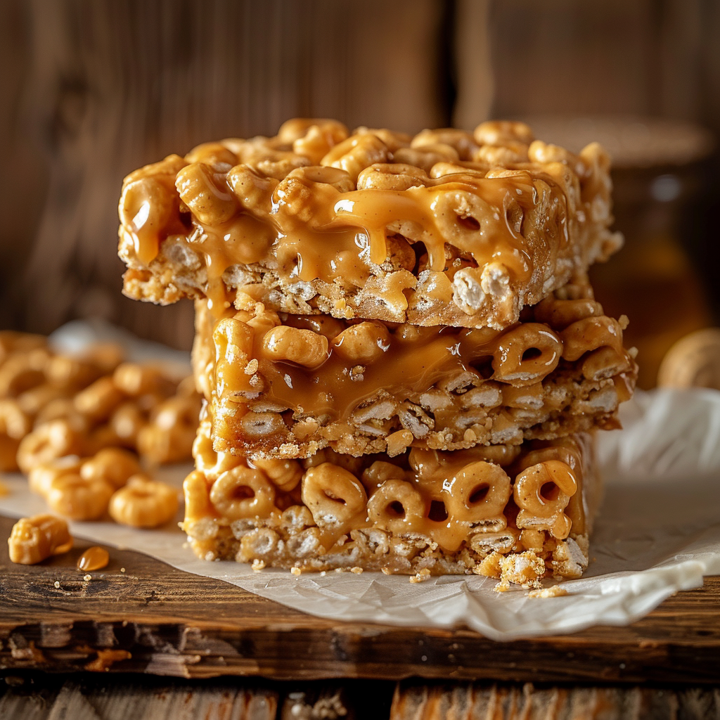u3929625643 Peanut Butter Cheerio Bars stacked on parchment p 31f7fc9e 773a 4e17 b9e9 112c298028fa 3