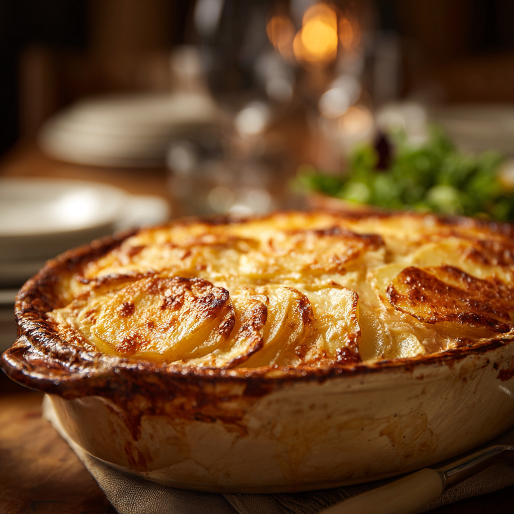 Potato Gratin – Classic Creamy Cheesy Comfort 2 u3929625643 Potato Gratin in rustic ceramic baking dish golde 1ed6d9bd 0c05 4cde 87c0 f61ce3adcf5a 3